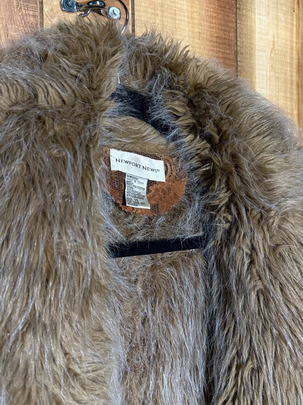 Newport News Brown Paisley Teddy Coat with Faux Fur Trim - Picture 10 of 14